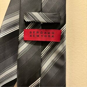 Bergamo New York Black and Gray Striped Tie